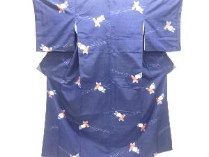 未使用品　椿模様織り出し手織り紬着物